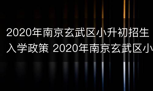 2020年南京玄武区小升初招生入学政策 2020年南京玄武区小升初招生入学政策解读