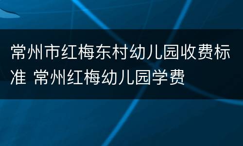 常州市红梅东村幼儿园收费标准 常州红梅幼儿园学费