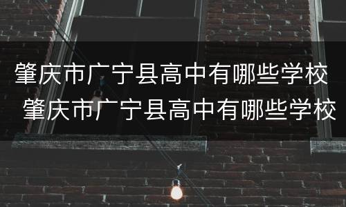 肇庆市广宁县高中有哪些学校 肇庆市广宁县高中有哪些学校好