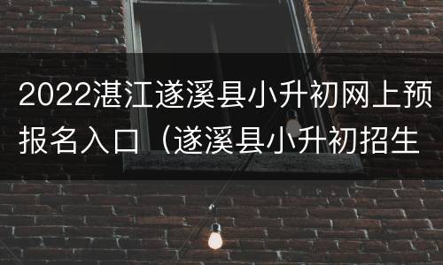 2022湛江遂溪县小升初网上预报名入口（遂溪县小升初招生）