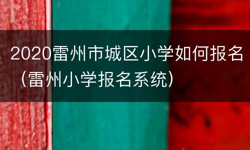 2020雷州市城区小学如何报名（雷州小学报名系统）