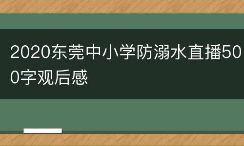 2020东莞中小学防溺水直播500字观后感