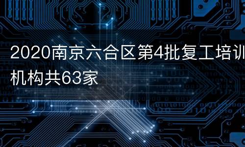 2020南京六合区第4批复工培训机构共63家