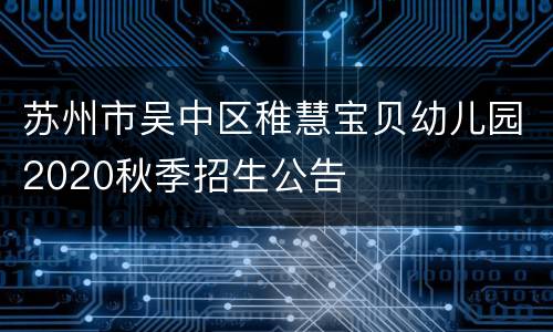 苏州市吴中区稚慧宝贝幼儿园2020秋季招生公告