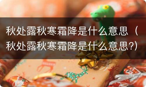 秋处露秋寒霜降是什么意思（秋处露秋寒霜降是什么意思?）