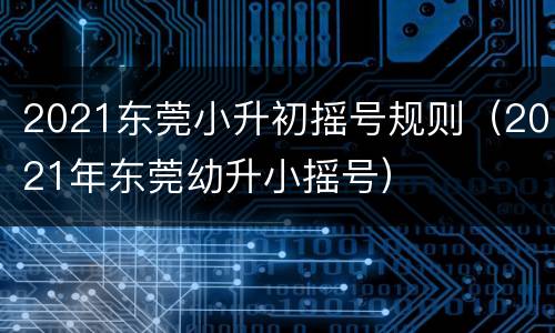 2021东莞小升初摇号规则（2021年东莞幼升小摇号）