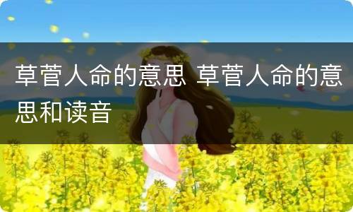 草菅人命的意思 草菅人命的意思和读音
