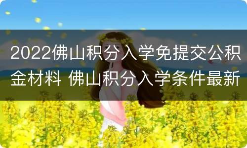 2022佛山积分入学免提交公积金材料 佛山积分入学条件最新政策