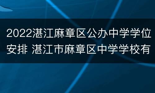 2022湛江麻章区公办中学学位安排 湛江市麻章区中学学校有哪些
