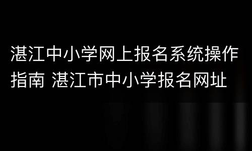 湛江中小学网上报名系统操作指南 湛江市中小学报名网址