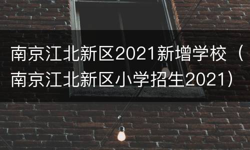 南京江北新区2021新增学校（南京江北新区小学招生2021）