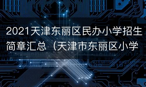 2021天津东丽区民办小学招生简章汇总（天津市东丽区小学招生简章）