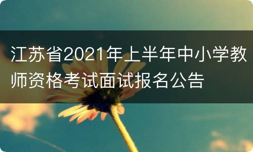江苏省2021年上半年中小学教师资格考试面试报名公告