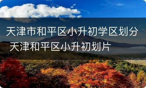 天津市和平区小升初学区划分 天津和平区小升初划片