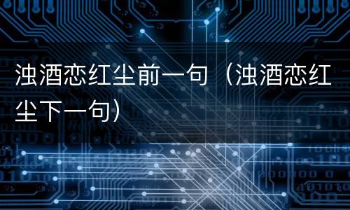 浊酒恋红尘前一句（浊酒恋红尘下一句）