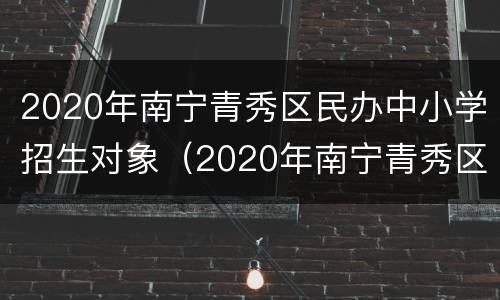 2020年南宁青秀区民办中小学招生对象（2020年南宁青秀区民办中小学招生对象有哪些）