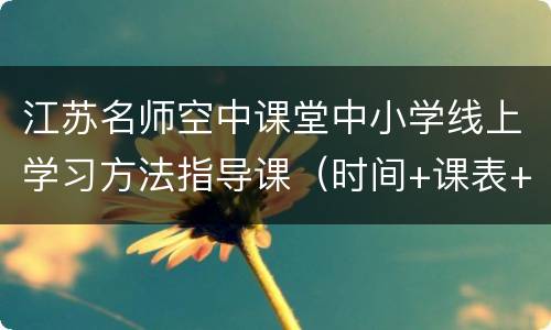 江苏名师空中课堂中小学线上学习方法指导课（时间+课表+直播入口）