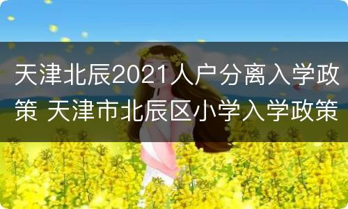天津北辰2021人户分离入学政策 天津市北辰区小学入学政策2020