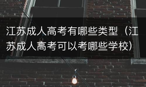 江苏成人高考有哪些类型（江苏成人高考可以考哪些学校）