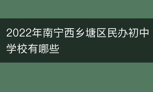 2022年南宁西乡塘区民办初中学校有哪些