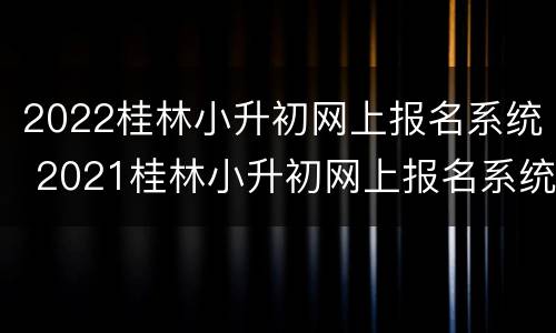 2022桂林小升初网上报名系统 2021桂林小升初网上报名系统