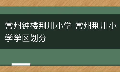 常州钟楼荆川小学 常州荆川小学学区划分