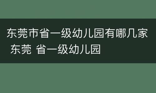东莞市省一级幼儿园有哪几家 东莞 省一级幼儿园