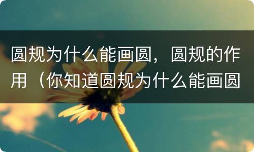 圆规为什么能画圆，圆规的作用（你知道圆规为什么能画圆吗套路）