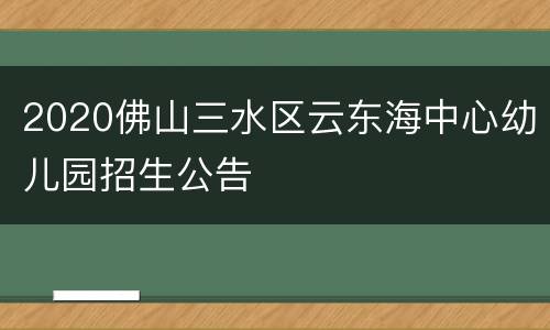 2020佛山三水区云东海中心幼儿园招生公告