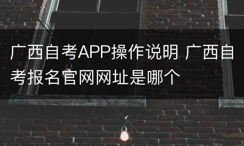 广西自考APP操作说明 广西自考报名官网网址是哪个