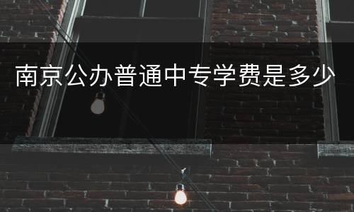 南京公办普通中专学费是多少