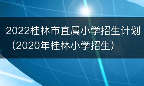 2022桂林市直属小学招生计划（2020年桂林小学招生）