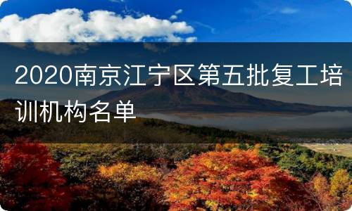 2020南京江宁区第五批复工培训机构名单