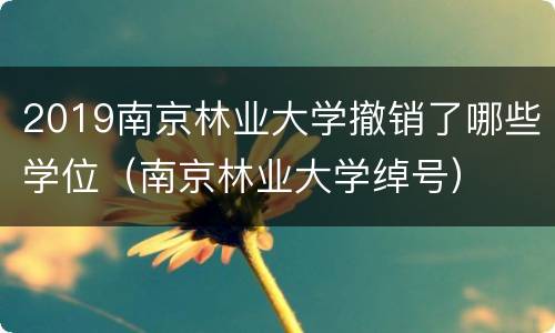 2019南京林业大学撤销了哪些学位（南京林业大学绰号）