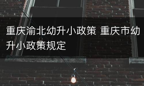 重庆渝北幼升小政策 重庆市幼升小政策规定