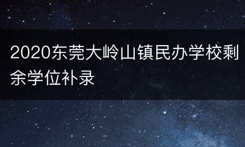 2020东莞大岭山镇民办学校剩余学位补录