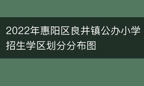 2022年惠阳区良井镇公办小学招生学区划分分布图