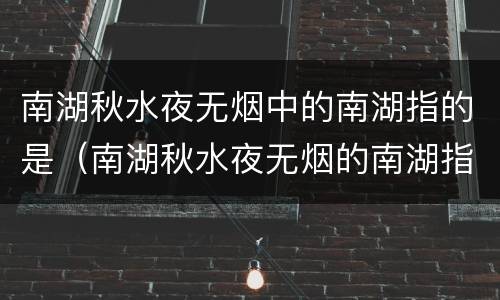 南湖秋水夜无烟中的南湖指的是（南湖秋水夜无烟的南湖指的是哪里）
