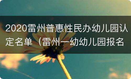 2020雷州普惠性民办幼儿园认定名单（雷州一幼幼儿园报名条件）