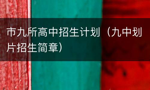 市九所高中招生计划（九中划片招生简章）