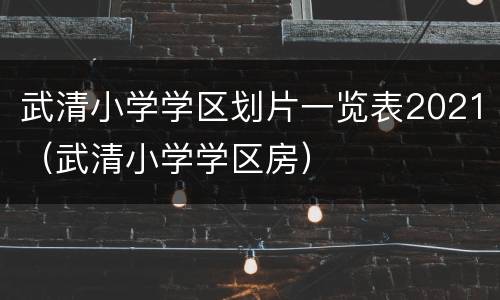 武清小学学区划片一览表2021（武清小学学区房）