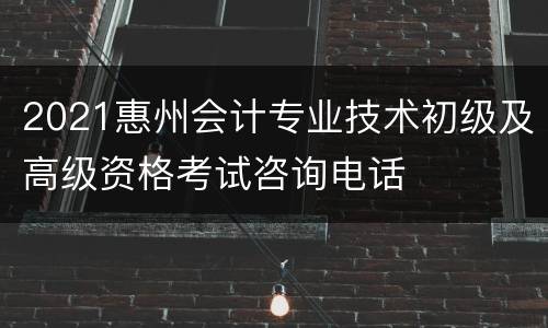 2021惠州会计专业技术初级及高级资格考试咨询电话