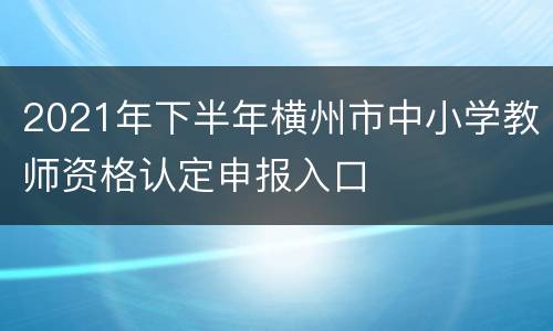 2021年下半年横州市中小学教师资格认定申报入口