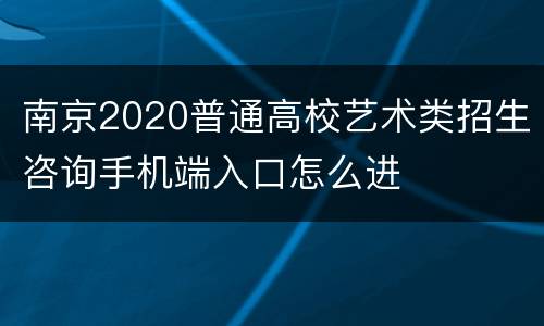 南京2020普通高校艺术类招生咨询手机端入口怎么进