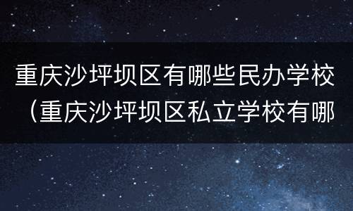 重庆沙坪坝区有哪些民办学校（重庆沙坪坝区私立学校有哪些）