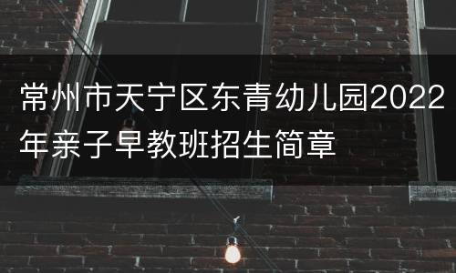 常州市天宁区东青幼儿园2022年亲子早教班招生简章
