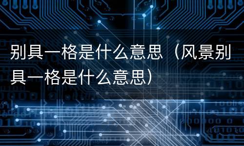 别具一格是什么意思（风景别具一格是什么意思）