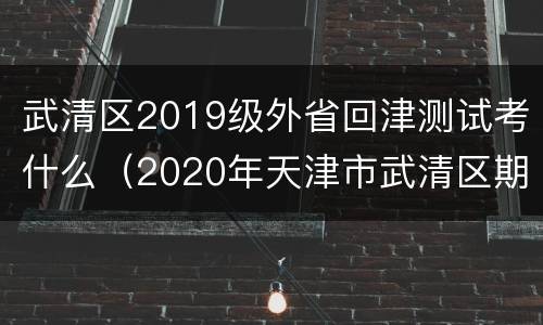武清区2019级外省回津测试考什么（2020年天津市武清区期末考试）