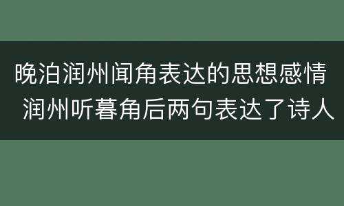 晚泊润州闻角表达的思想感情 润州听暮角后两句表达了诗人怎样的感情