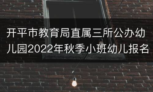 开平市教育局直属三所公办幼儿园2022年秋季小班幼儿报名表